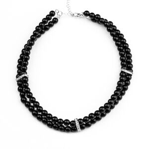 Paparazzi Black Beaded Necklace with Silver Accents Put On Your Party Dress